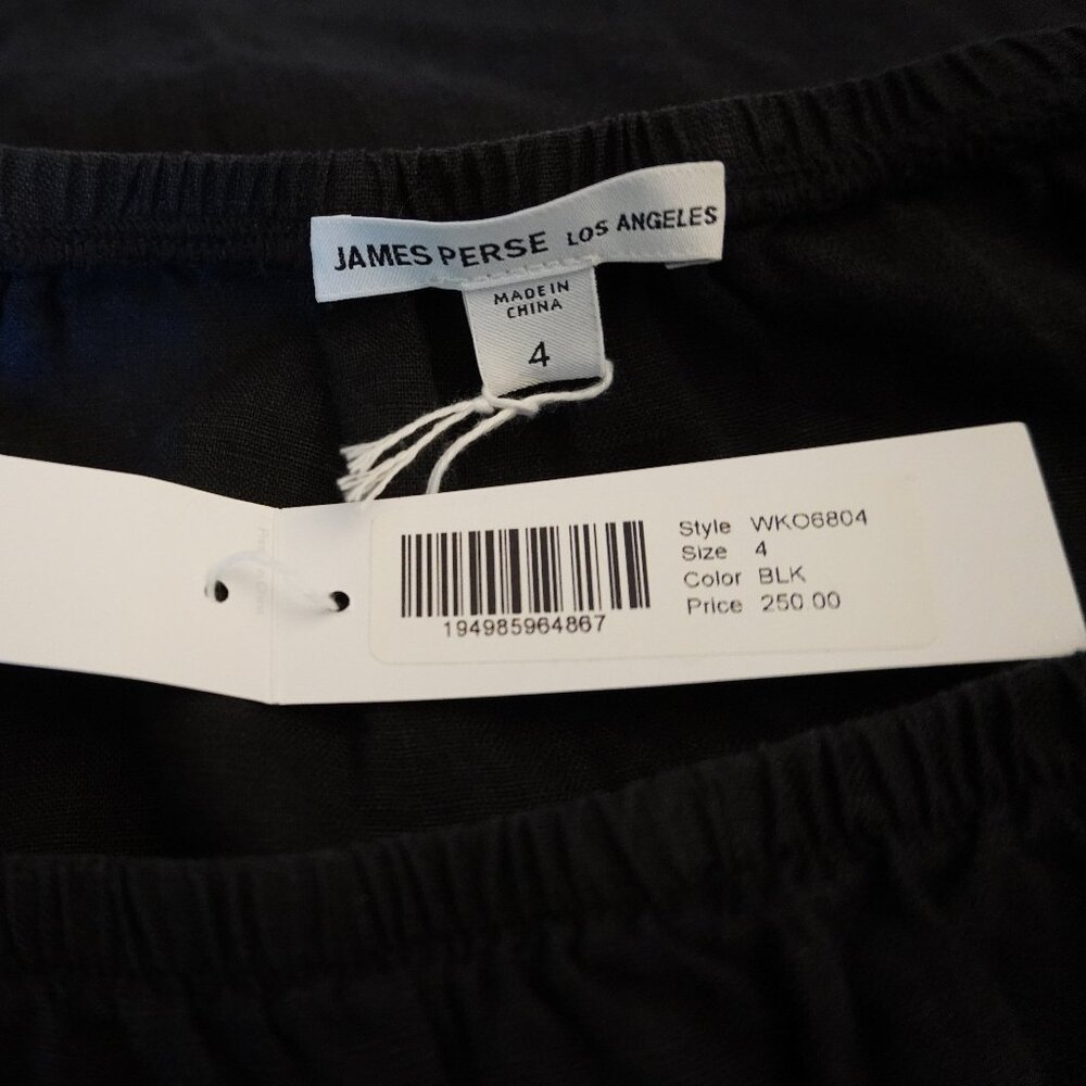 James Perse Linen Dress Black Off Shoulder Size 4 XL New Tag $250 - Picture 8 of 10
